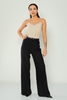 Mees High Waist Casual Trousers Black Grey Brown أزرق غامق