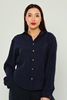 Miarte Long Sleeve Casual Blouses Beige Navy أزرق غامق