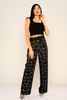 Explosion High Waist Casual Trousers Black-Purple Black-Ecru Black-Green Black-Olive البيج الرمادي - أسود