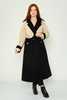 Lila Rose Casual Woman Coats Black Beige Ecru Black-Mink Ecru-Black Beige-Black المنك - أسود