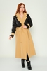 Lila Rose Casual Woman Coats Black Beige Ecru Black-Mink Ecru-Black Beige-Black أسود - اللون البيج