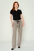 Mosento High Waist Casual Trousers Black Brown Mink المنك