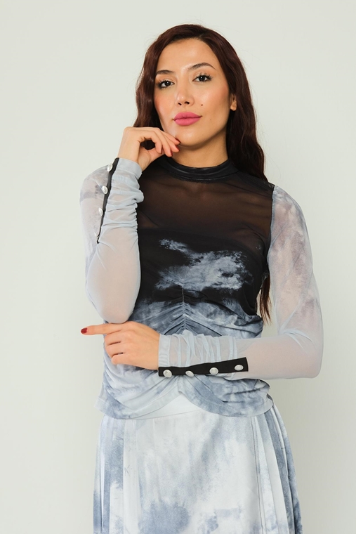 Miarte Long Sleeve Casual Blouses Grey