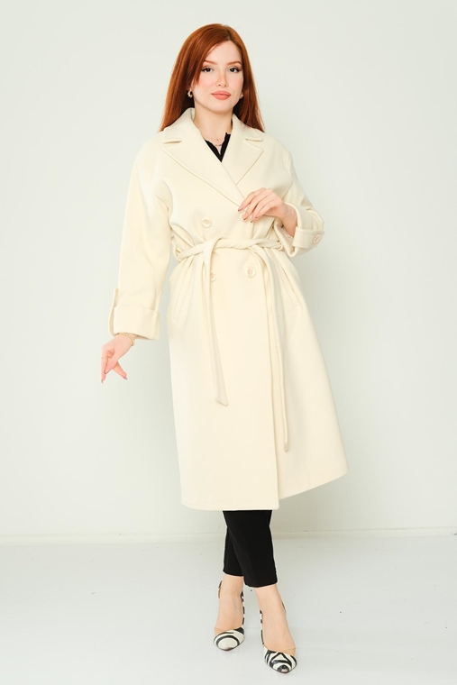 Caren Luis Casual Woman Coats Ecru