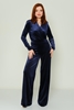 Excuse High Waist Casual Trousers Black Bordeux Navy Emerald темно синий