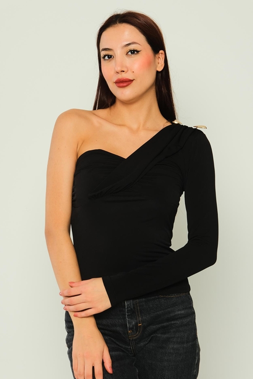 Joymiss Casual Blouses Black Ecru