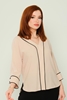 Green Country Long Sleeve Casual Blouses Black Beige Ecru Bej