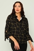 Explosion Three Quarter Sleeve Normal Neck Casual Blouses أخضر - أسود