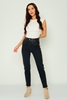 Mosento High Waist Casual Trousers Black Mavi