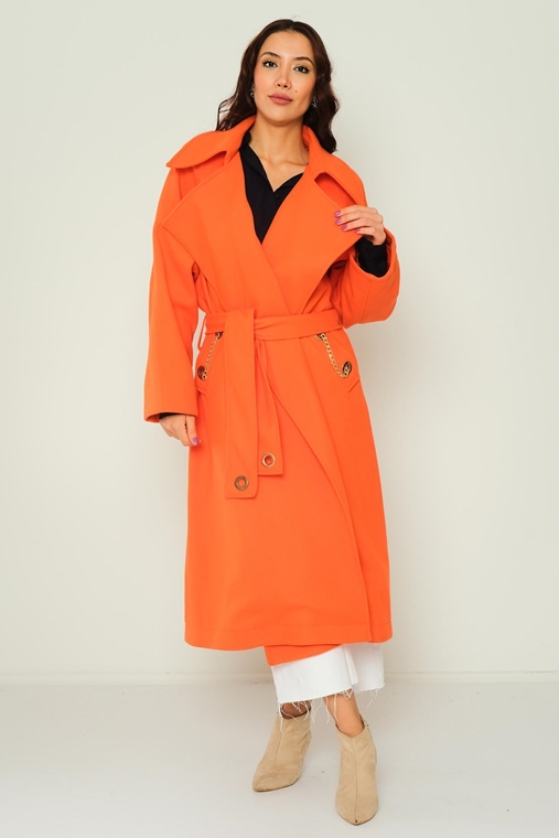 Lila Rose Casual Woman Coats Orange Fuchsia