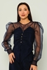 Miarte Long Sleeve Casual Blouses Black Navy Tan темно синий