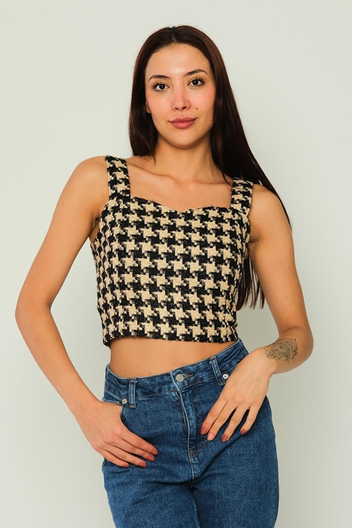 Excuse Casual Bustier Black-Beige Black-Ecru