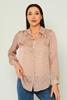 Detective Casual Blouses Black Beige Ecru اللون البيج