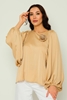 Lila Rose Long Sleeve Casual Blouses Black Brown Beige Olive اللون البيج