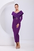 Elit Bella Night Wear Evening Dresses Black Red Mink Plum Petroleum لون أرجواني