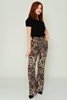 Selen High Waist Casual Trousers Grey Füme Camel لون النمر