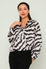 Zanzi Long Sleeve V Neck Casual Blouses 807LEOPAR