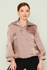 Green Country Long Sleeve Casual Blouses Black White Beige Mink المنك