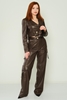 Excuse High Waist Casual Trousers Beige Brown Dark Brown Dark