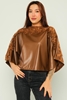 Lila Rose Three Quarter Sleeve Casual Blouses Black Bordeux Tile أسمر