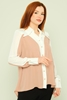 Favori Long Sleeve Casual Blouses Black Beige Beige