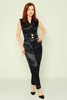 Airport High Waist Casual Trousers Black Ecru أزرق غامق