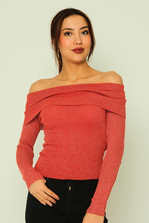 Wo-man Casual Jumpers Red Grey Navy