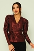 Lila Rose Long Sleeve Casual Blouses Black Red Gold Silver Leopard Sax أحمر