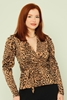 Lila Rose Long Sleeve Casual Blouses Black Red Gold Silver Leopard Sax لون النمر