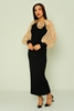 Lila Rose Maxi Long Sleeve Casual Dresses Black Beige-Black Leopard-Black Beige-Black