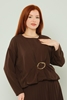 Favori Long Sleeve Casual Blouses Black Grey Brown Bordeux Camel Petroleum Brown