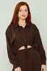 Favori Long Sleeve Casual Blouses Black Grey Brown Bordeux Camel Petroleum Brown