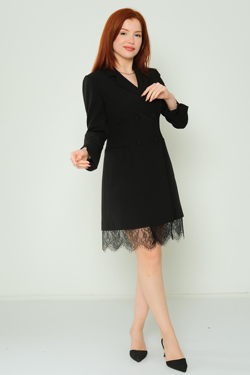 Detective Casual Dresses Black Red Ecru