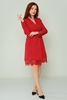 Detective Casual Dresses Black Red Ecru Red