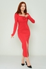 Favori Maxi Long Sleeve Casual Dresses Black Red Sax Red