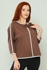 Favori Three Quarter Sleeve Casual Blouses Black Brown Beige Ecru Sax بنى