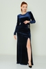 Explosion Maxi Long Sleeve Casual Dresses Black Navy