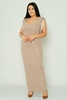 Odrella Night Wear Evening Dress Black Fuchsia Caramel Stone لون الحجر