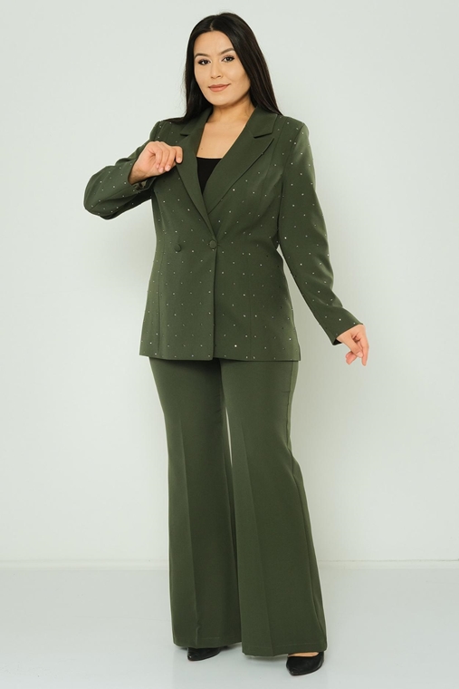 Rissing Star Casual Plus Size Suits Black Green Beige Sax