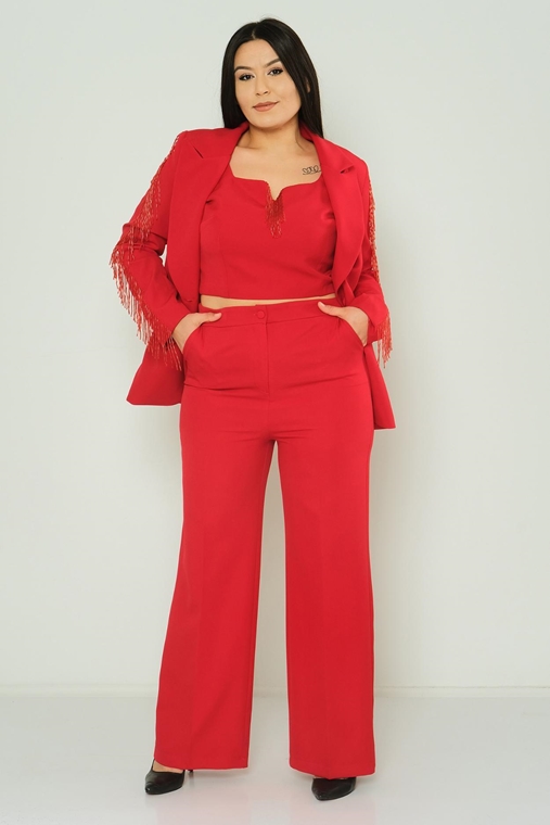 Rissing Star Casual Plus Size Suits Black Red Beige Emerald