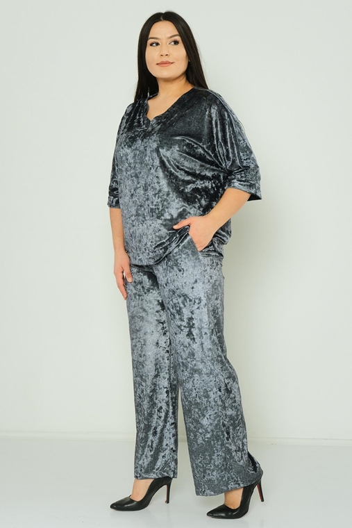 Hacci Casual Plus Size Suits Anthracite