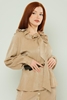 Favori Long Sleeve Casual Blouses Brown Beige اللون البيج