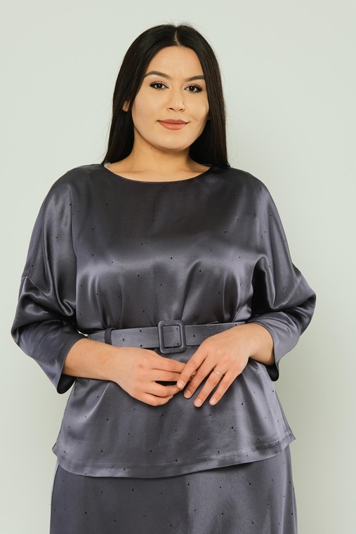 Favori Casual Plus Size Blouse Black Grey Bordeux