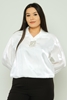 Green Country Long Sleeve Casual Plus Size Blouse Black White Beige Mink White