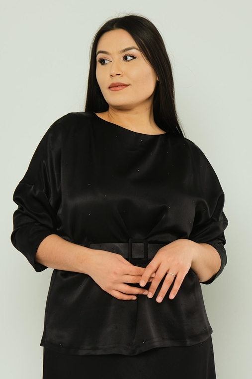 Favori Casual Plus Size Blouse Black Grey Bordeux