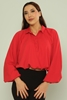 Favori Long Sleeve Casual Blouses Black Red Ecru Powder Sax أحمر