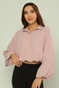 Favori Long Sleeve Casual Blouses Black Red Ecru Powder Sax مسحوق