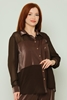 Favori Long Sleeve Casual Blouses Black Brown Brown