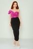 Hot Contact Night Wear Evening Dresses Black-Navy Black-Fuchsia Black-Ecru Ecru-Powder Ecru-Blue Black-Fuchsia