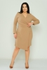 Biscuit Casual Dress Black Red Beige اللون البيج